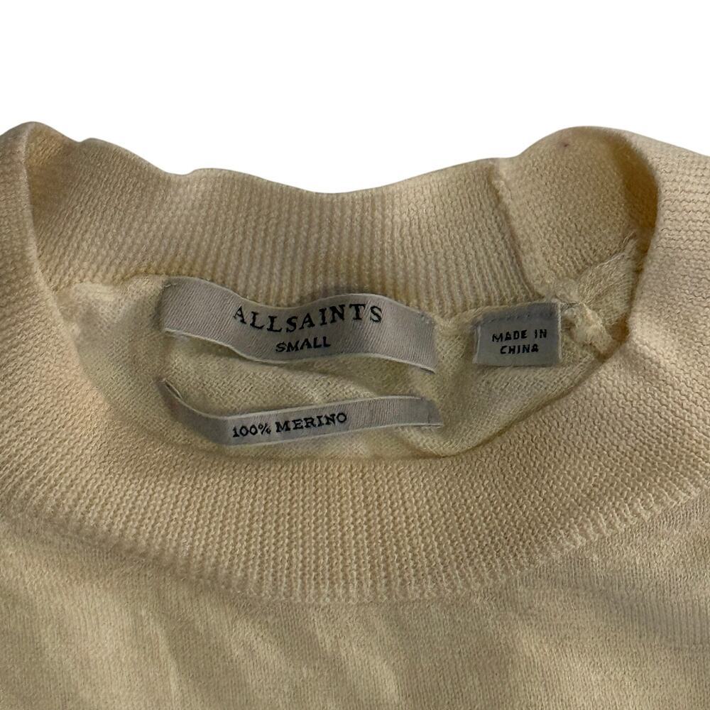 ALLSAINTS Merino Wool Long Sleeve Cut Out Cold Shoulder Top Size Small - Picture 6 of 8